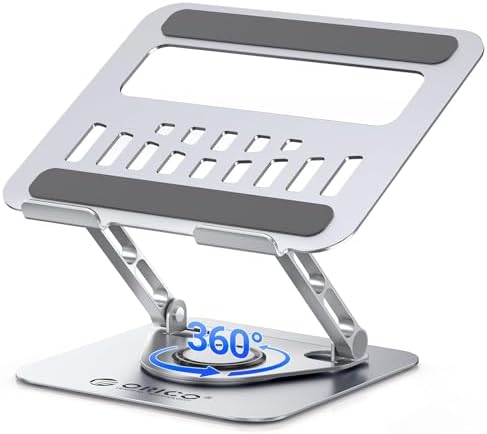 ORICO Adjustable Laptop Stand for Desk, 360° Rotating Base, ST12-Silver by ORICO