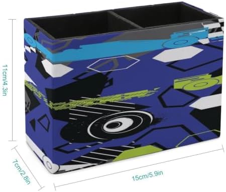 PU Leather Multi-Compartment Pen Holder Desktop Organizer Pencil Cup Storage Caddy for Office Home Supplies Abstract Seamless Pattern with Sport Cars - Image 2