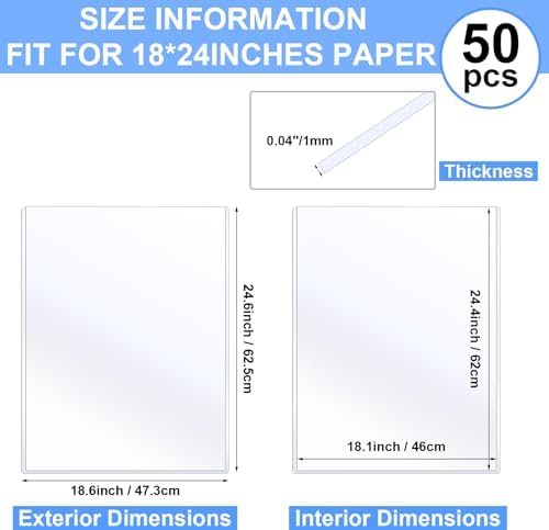 Sherr 50 Pcs 18 x 24 Inches Rigid Print Protectors Clear Hard Plastic Sheet Protectors Poster Sleeves for Protect Store and Display Photographs, Prints and Documents - Image 2