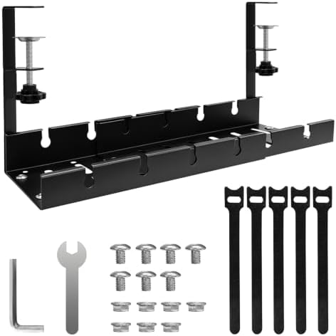 Desk Cable Tray,Clamp Screw Wire Hider,15.7-25.6 Office Organizer - Image 2