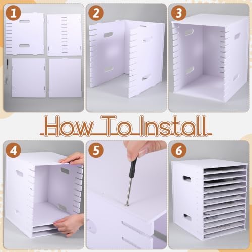 12 Tier 9" x 11" Scrapbook Paper Organizer, White Desk File Organizer with Adjustable Shelves, Desktop File Sorter Storage, Wide Document Holder Cabinets for Desk Home Office - Image 5