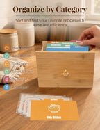Wooden Recipe Box 4x6 with 50 Recipe Cards & 6 Dividers - Image 6
