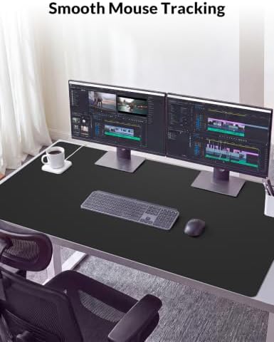 Leather Desk Mat 63" x 17", Black Large Desk Pad Protector - Image 6