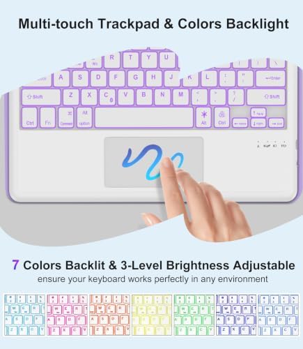 Touch Keyboard Case for Samsung Galaxy Tab S11 Ultra 14.6 Inch 2025, Galaxy Tab S11 Ultra Case Keypad with Precise Trackpad, Backlit Keyboard Cover with S Pen Holder for Samsung Tablet 14.6'', Purple - Image 3