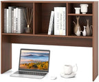 Tangkula Desktop Bookshelf, Countertop Storage Hutch with 4 Shelves for Computer Desk, Desktop 2-Tier Display Rack, Multipurpose Wood Desk Hutch Storage Organizer for Dorm Office Home (Walnut) by TANGKULA