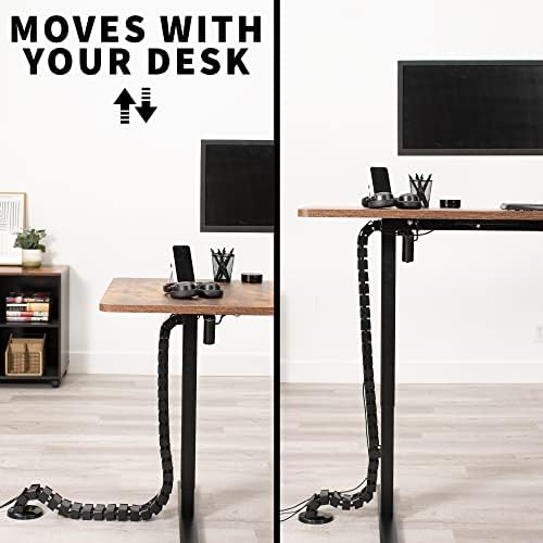 VIVO Standing Desk Vertebrae Magnetic Cable Management Kit, Adjustable Quad Entry Flexible Spine Wire Organizer Cord Snake for Home Office, Black, DESK-AC01M - Image 5