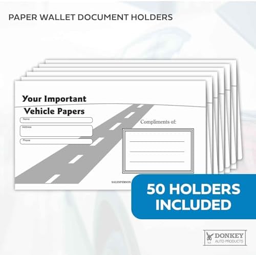 Vehicle Papers Wallets - Car Document Holders - Black (50 Pack) - Image 4