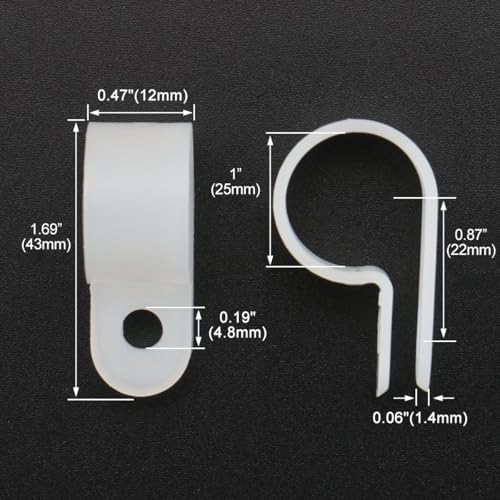 BAOMAIN 1-Inch R-Type Cable Clamps, 500-Pack Wire Nylon Wire Management Clips, UC-6 Screw-On Cord Fasteners for Home, Office, and Industrial Use - Image 2