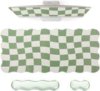 L-SPOUTTO Green Checkered Mouse Pad Set,Scalloped XXL Desk Mat Set by L-SPOUTTO