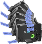 TZ TZe 24mm 0.94 inch Laminated Blue Tape Compatible for Brother P Touch TZ551 TZ-551 TZe-551 TZe551 Label Tape for Brother PT-9700PC 2430PC E550W E800W Label Maker, 5 Pack Black on Blue by POPOBUY