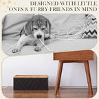 Chunful Large Wooden Cable Management Box, Geometric, Black - Image 5