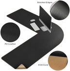 MAIDERN (47” + 47”) x 15.7” L Shaped Corner Desk Mat, Cork & Leather Reversible Desk Pad for Gaming Computer Office Home (Black) - Image 3