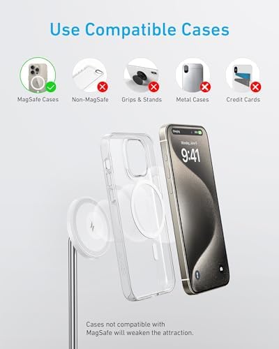 Anker iPhone 16 Wireless Charging Stand, PowerWave 2-in-1 Magnetic Stand Lite with USB-C Cable, for iPhone 16/15/14/13 Series, AirPods (No AC Adapter) (White) - Image 5