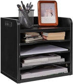 YMYNY Desktop File Organizer with Handle, Document Letter Mail Tray Sorter with 3 Adjustable Shelves, 5 Tiers Paper Holder for School Home Office Desk,Black,13.4 * 12.4 * 9.06" UHBC006B by High-qualityhomefurnishing