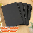 10 Pack Lined Journal Notebook with Pen, A5 Hardcover Leather Journal 5.5"*8.3", Black 136 Pages College Ruled Notebooks and Pen Set for Office School Business Supplies - Image 3