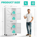 SISESOL Metal Storage Cabinet with Wheels and Drawer,Rolling Garage Cabinet with Doors and Adjustable Shelves,73" Mobile Tall Large Metal Cabinets for Home,Office,Garage,Shop (White) - Image 2