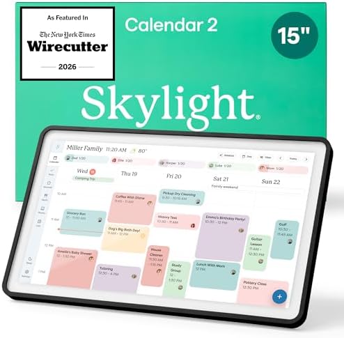 Skylight Calendar 2 – 15" Touchscreen Digital Calendar, Classic, Black by Skylight