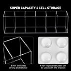 4 Pack Acrylic Pen Holder 6 Compartments Clear Makeup Brush Desk Organizer - Image 3