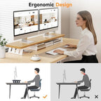 Dual Monitor Stand Riser, 39 Inch Large Wood Monitor Stands for 2 Monitors - Image 6