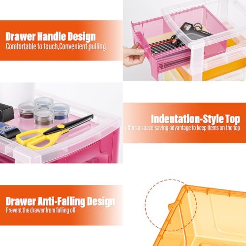 Stackable Desktop Organizer with 3 Drawers for Scrapbooking Storage - Image 3