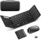Foldable Keyboard and Mouse, Samsers Folding Bluetooth Keyboard Combo, 2.4G + BT5.0 x 2, Full-Size Portable Travel Keyboard & Rechargeable Wireless Mouse for Windows Android iOS Mac OS, Classic Black by HOME