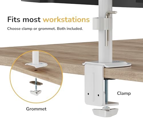 Mount-It Dual Monitor Mount Arm for Desk, Full Motion White Steel 17-32 in - Image 7