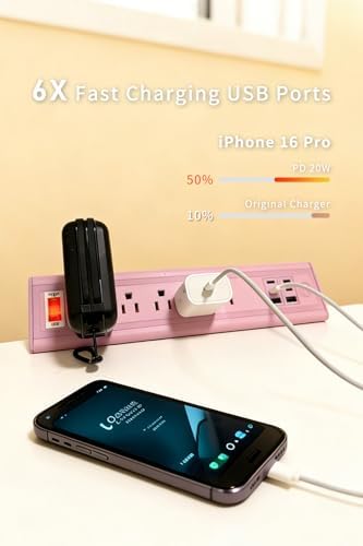 Desk Clamp Power Strip with Nightlight, 40W Fast Charging, 10FT Extension Cord, 4x20W USB-C & 2 USB Ports, 5 AC Outlets, Fits 1.69-Inch Table Edges - Image 4