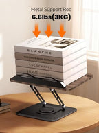 Tounee Book Stand, 360° Rotating Reading Book Holder, Adjustable Cookbook Holder for Reading Hands-Free, Foldable Desktop Recipe Book Stand with Protective Page Clips, Fits All Books - Black - Image 5