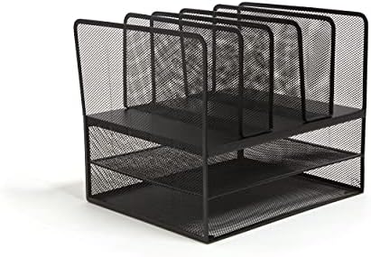 TRU RED Wire Mesh File Organizer, 7-Compartment, Matte Black - Image 3
