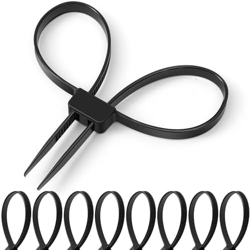 Wonderjune 60 Pcs 27.5 Inches Zip Tie Handcuff Heavy Duty 250 Lbs, Black by Wonderjune