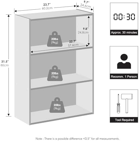 Furinno Reed Closet Organizers and Storage, 3-Tier Closet Organizer, Open Shelf Closet Storage, for Wardrobe, Bedroom, Living Room, Americano - Image 2