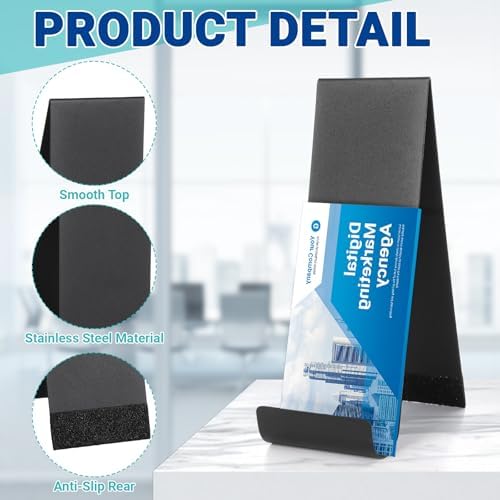 6 Pcs Metal Fancy Brochure Holder Display Flyer Brochure Holder Stand Table Vertical Countertop Literature Organizer for Booklets Pamphlet Magazine Menu Journals (Black) - Image 3