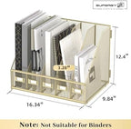 SUPEASY Desk Organizers Metal Desk Magazine File Holder with 5 Vertical Compartments Rack File Organizer for Office Desktop, Classroom, Home Workspace, Golden Yellow - Image 3