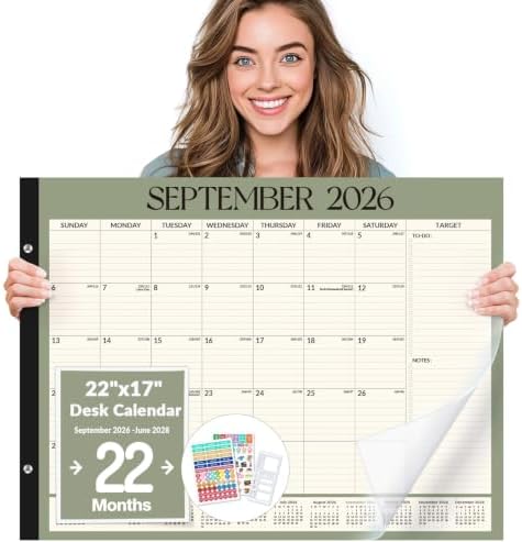 Forvencer 2027 Desk Calendar, Planner Sept 2026 - Jun 2028, 22 Month 22x17" by Forvencer
