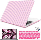 Teryeefi Case for MacBook Air 13.6 inch M5 M4 M3 M2 (2022-2026 Release), Pink Striped by Teryeefi