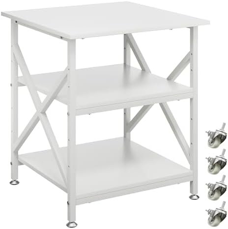 3 Tier Printer Stand, Large 23.6"x23.6" Printer Table with Wheels by Ollieroo