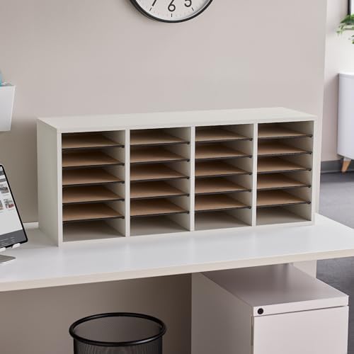 Safco Literature Organizer, 24 Compartments, Office and Classroom Mailbox with Adjustable Shelves, Wood Paper and Mail Sorter, White - Image 6