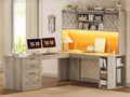 SEDETA 67" Farmhouse L Shaped Desk with Hutch, Grey by SEDETA