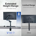 VIVO Single Monitor Arm Mount for 17 to 32 inch Screens - Tension Height Adjustment, Full Articulating Tilt, Swivel, Heavy Duty VESA Stand with Desk C-clamp and Grommet Option STAND-V001K - Image 4