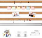 LILXIU 5 PCS Aluminum Trim Cork Board Strips for Walls 45.66 * 1.18 Inch Cork Strips Bulletin Bar Strip with Accessories Bulletin Board Strip for Home Office Classroom Decor by Unknown