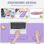 Mouse Pad Desk Pad Protector, Keyboard Wrist Rest + Mouse Pad Wrist Rest +Coaster, Large Gaming Mouse Pad for Deskpc Computer Keyboard Laptop, XXL Desk Mat Writing Pad for Office and Home, Purple - Image 2