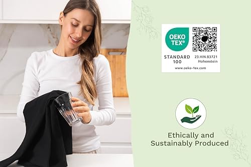 Organic Cotton Flour Sack Kitchen Tea Dish Towels (50, Black) - Image 2