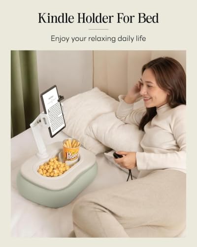 SAIJI Kindle Pillow Stand for Bed, Soft and Comfortable Tablet Holder,Green - Image 2
