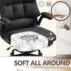 Comfy Office Chair Soft and Double Cushioned Ergonomic Computer Desk Chairs for Long Hours Executive Office Chair with Flip-up Armrests and Height Adjustment for Home Office Black - Image 4