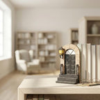 1 Pcs Decorative Bookend with Lighted Lantern, Vintage Resin Book End for Shelves, Unique Book End Weighted Rustic Book Holder for Home, Office and Library Decor (A) - Image 5