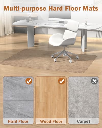 Blvornl Office Chair Mat for Hardwood Floor, 40"*55" Desk Computer Chair Mat for Hard Wood, Large Anti-Slip Hard Floor Protector for Rolling Chair, PVC Desk Rug for Office Red Brown - Image 5