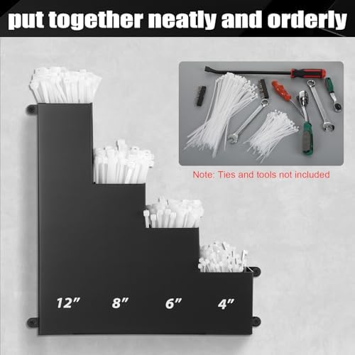 Cable Zip Tie Storage Holder, Black, 10 x 9.5 Inch, 4 Pockets - Image 5