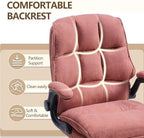 Comfy Office Chair Soft and Double Cushioned Ergonomic Computer Desk Chairs for Long Hours Executive Office Chair with Flip-up Armrests and Height Adjustment for Home Office Pink - Image 6