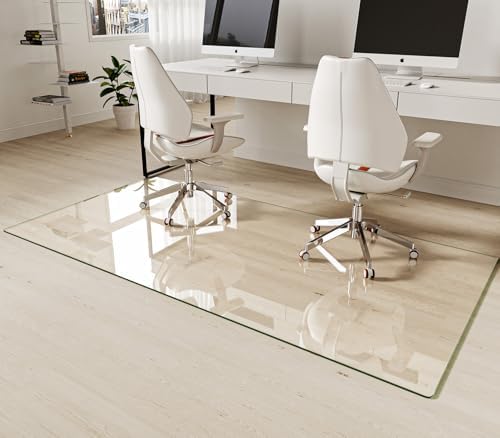 [Upgraded Tempered Glass] Koonmi 40" x 80" Office Floor Desk Chair Mat for Carpet & Hardwood Floor by KOONMI