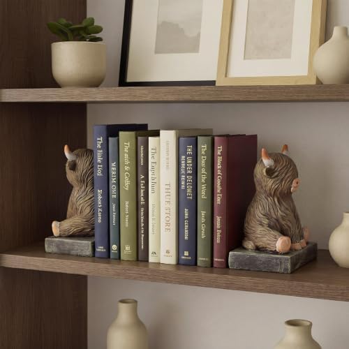 2 Pcs Vintage Highland Cow Bookends Animal Decorative Bookends - Image 4